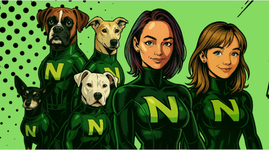 Comic book style image of No Franchise Left Behind team.